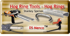 Buy aluminum, galvanized or stainless steel hog rings and Stanley Spenax manual hog ring pliers or pneumatic hog ring tools online now at DS Manco.